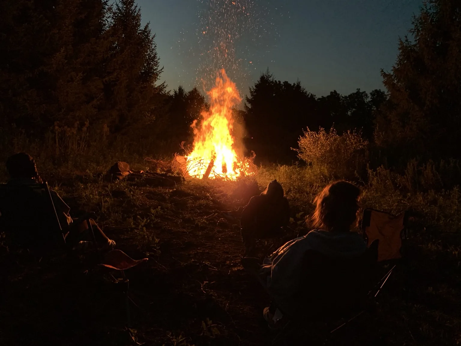 Gathering around a campfire
